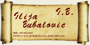 Ilija Bubalović vizit kartica